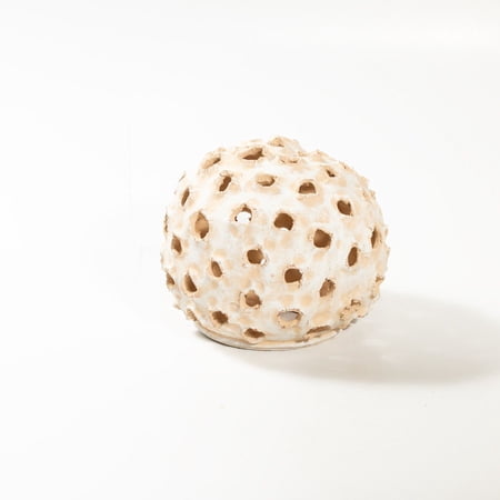 BIDK Home Large Round Clay Dome Tabletop Accent Decoration - 11.5" - Cream