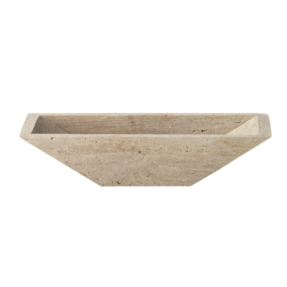 BIDK Home Large Tapered Travertine Serving Tray - 12" - Cream