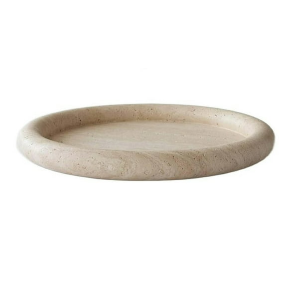 BIDK Home Large Travertine Round Serving Tray - 10"