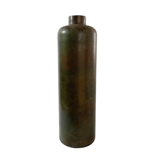 BIDK Home Large Vintage-Style Iron Bottle Vase - 30.75" - Green
