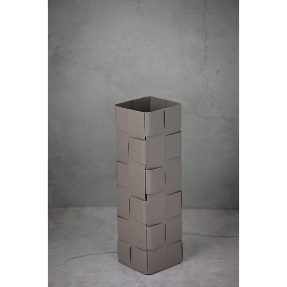 BIDK Home Large Woven Square Metal Vase - 13.75" - Gray