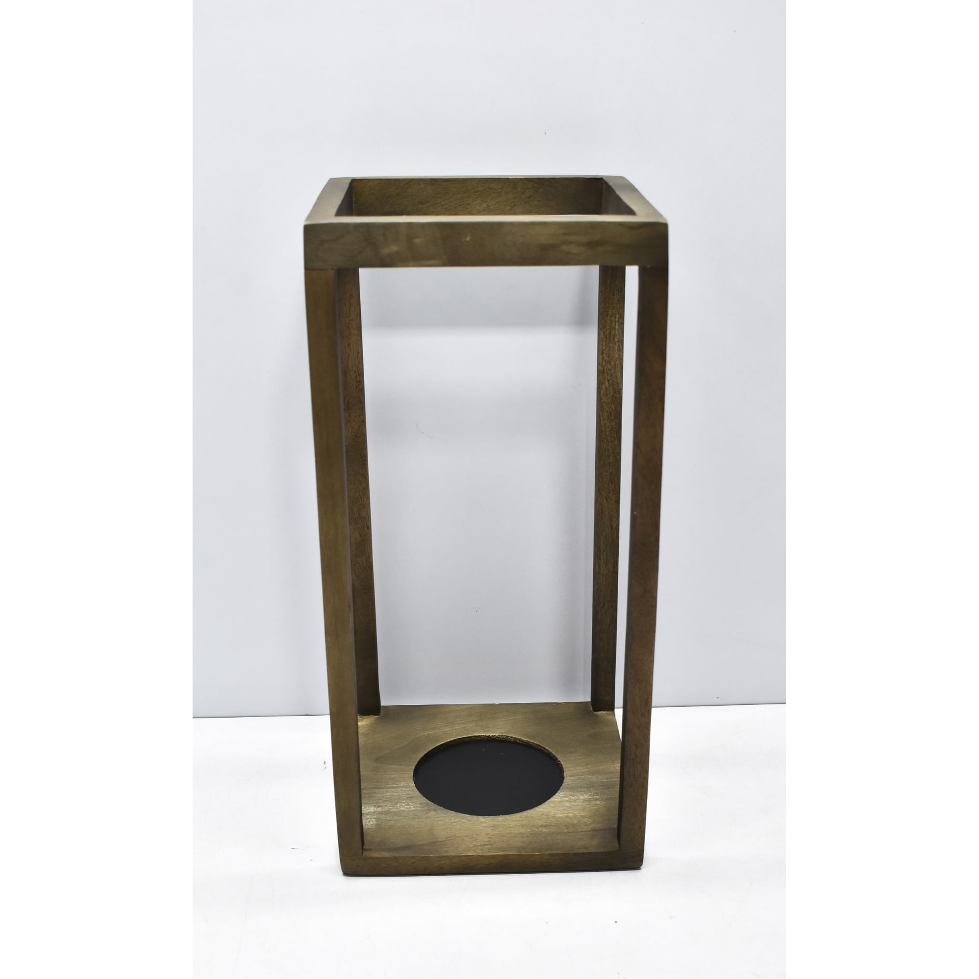 Brown Mango Wood and Glass Hanging Candle Lantern, 16"