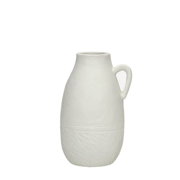 BIDK Home Matte Finished Aluminum Jug Vase - 6.5" - White