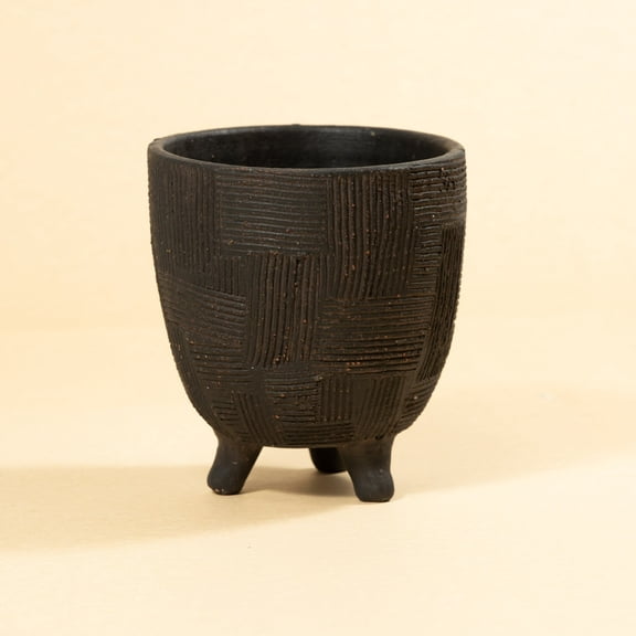 BIDK Home Medium Abstract-Style Footed Pot Standing Planter - 8.25" - Black