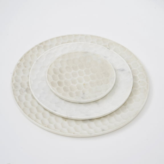 BIDK Home Medium Round Marble Serving Platter - 8" - White