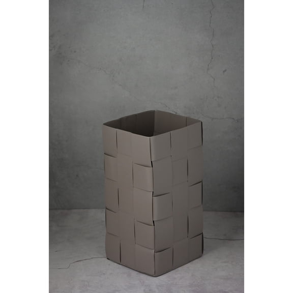 BIDK Home Medium Woven Square Metal Vase - 11.75" - Gray