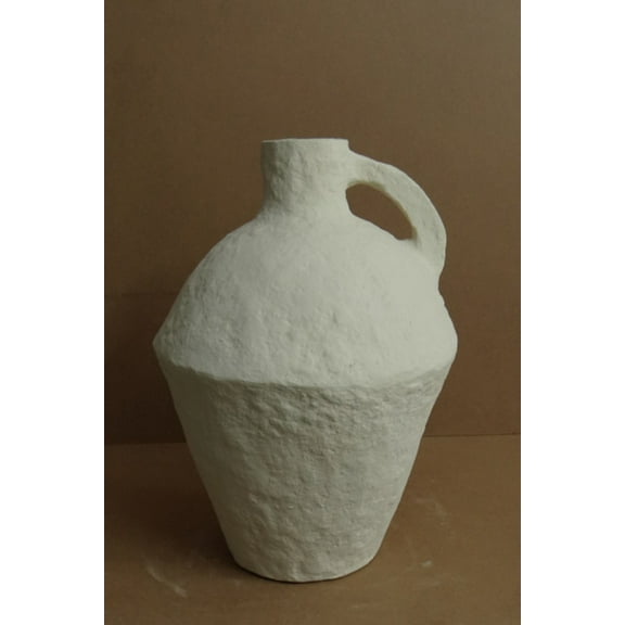 BIDK Home Paper Mache Tabletop Vase with Handle - 18" - Cream