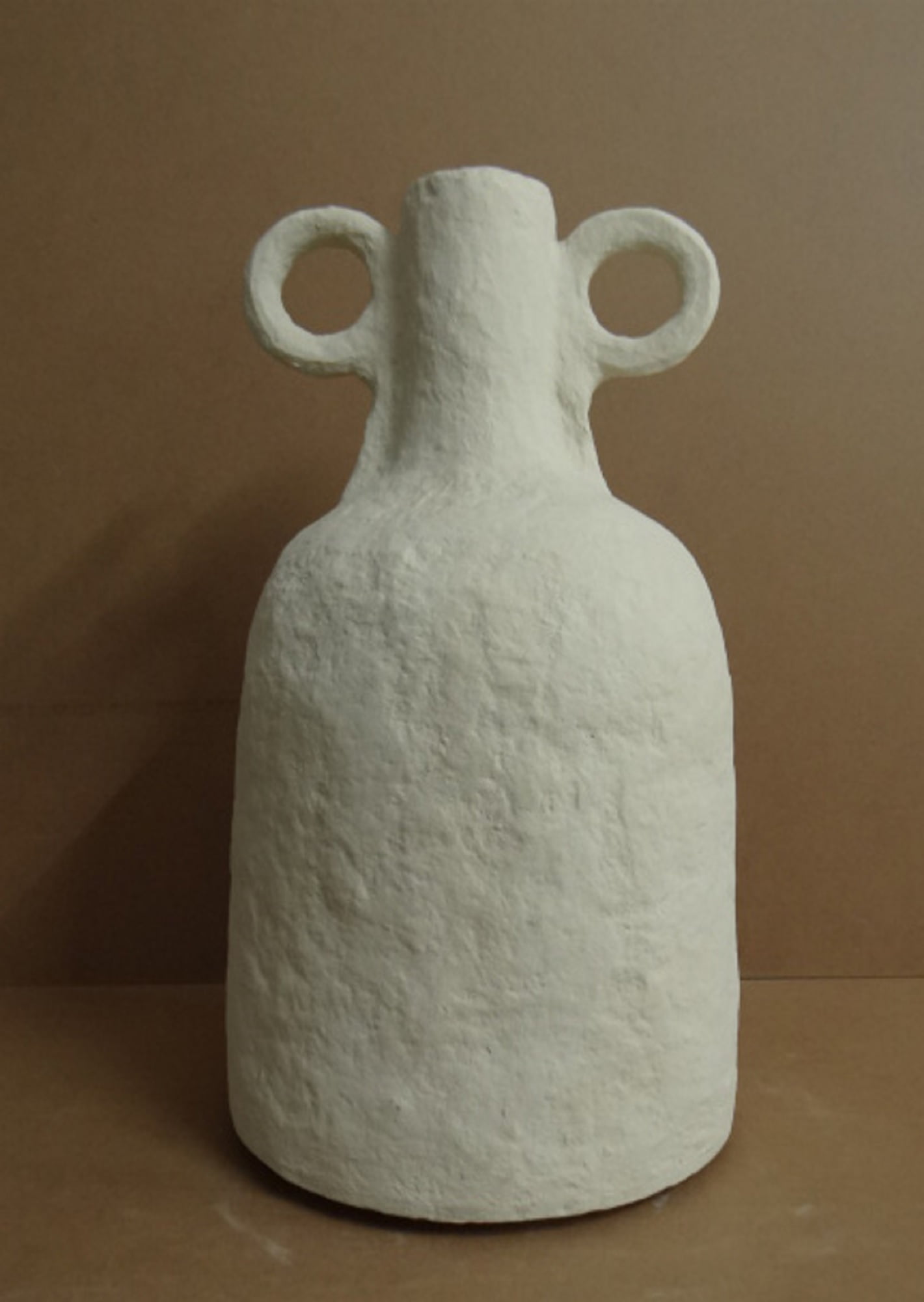 Off-White Paper Mache Tabletop Vase with Handles, 22"