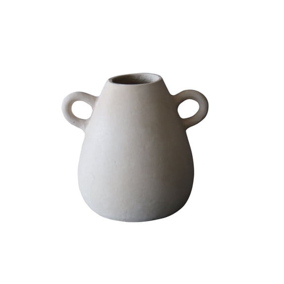 BIDK Home Paper Mache Vase with Handles - 10.25" - White