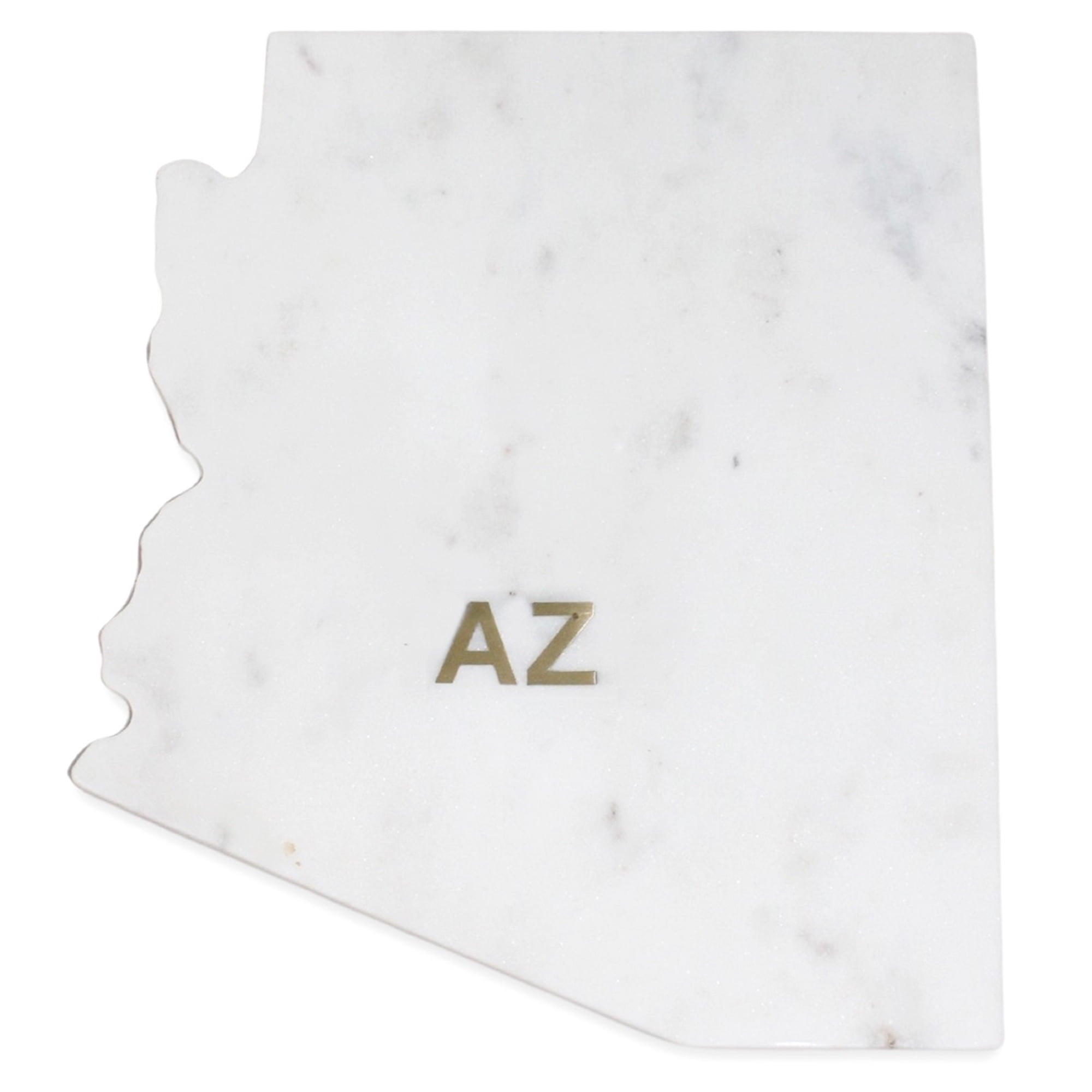 White Marble Arizona State Shaped Cutting Board with Brass Accent