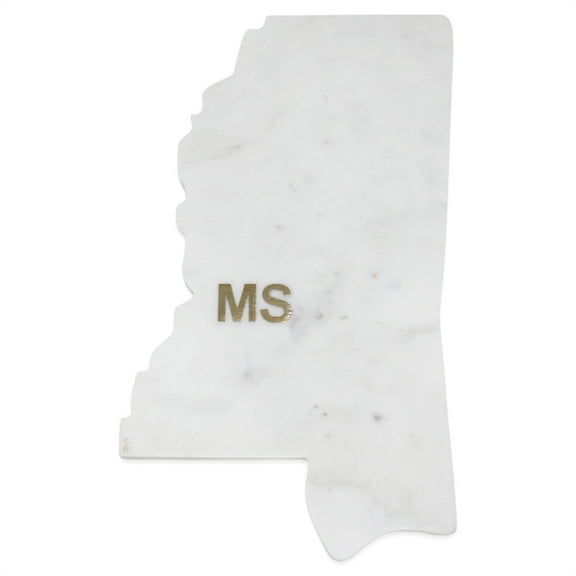 BIDK Home Polished Marble "Mississippi" Cutting Board - 15" - White