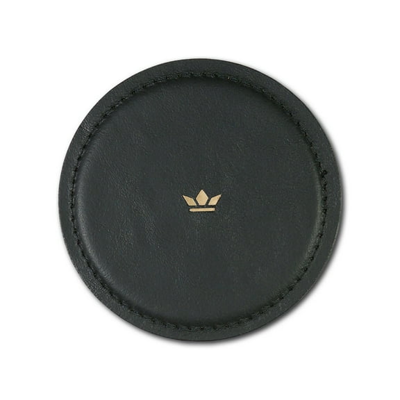 BIDK Home Round Leather Coasters - 4" - Black - Set of 4