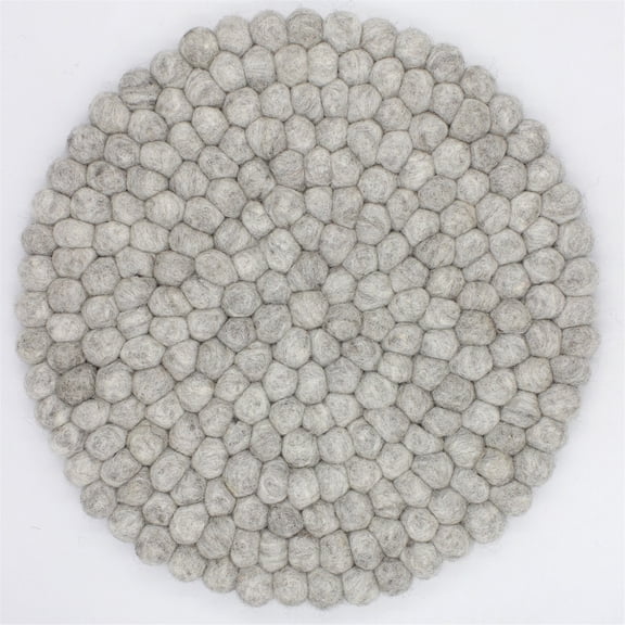 BIDK Home Round Wool Pom Trivet - 13.5" - Gray