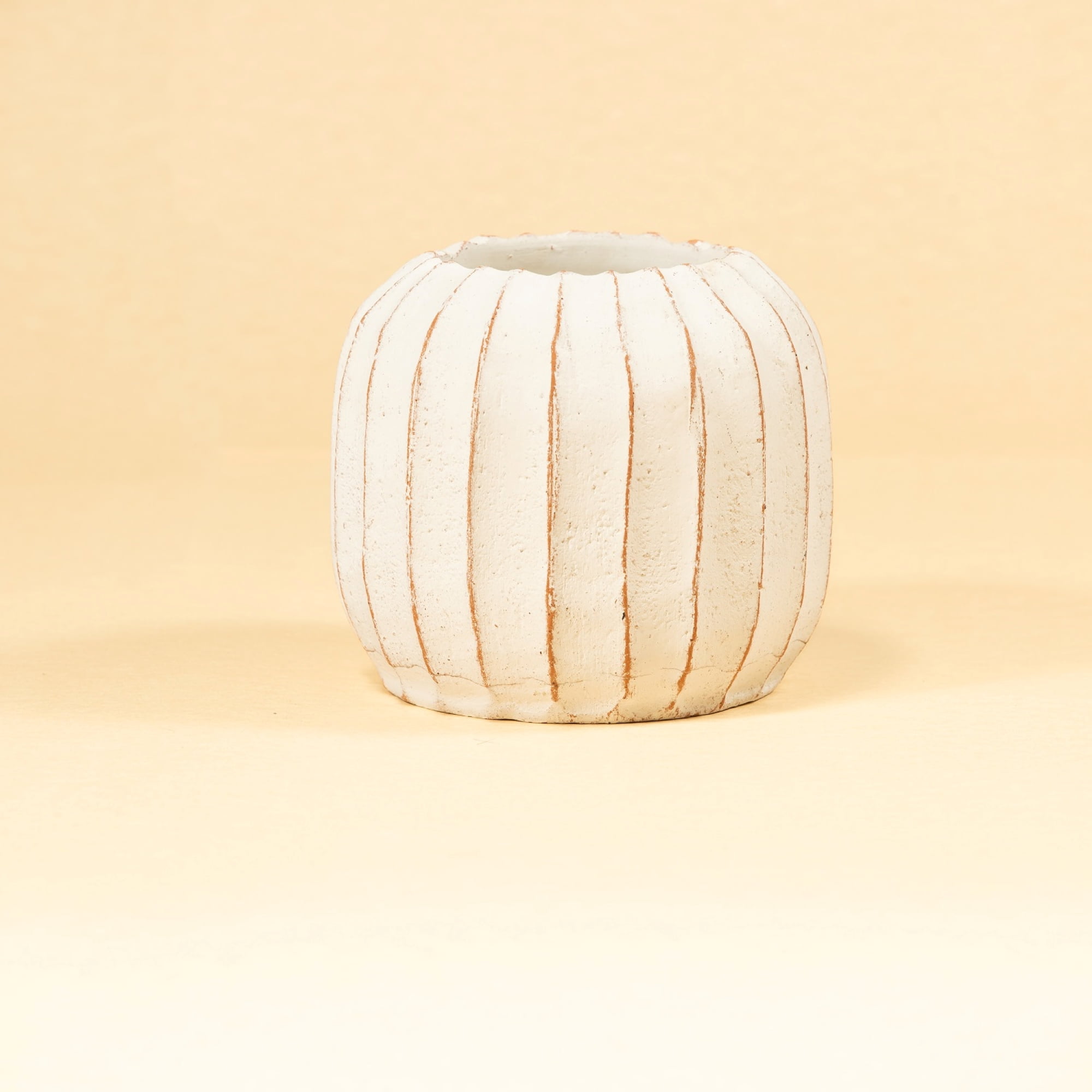 White Fluted Clay Indoor Planter Pot - 20"