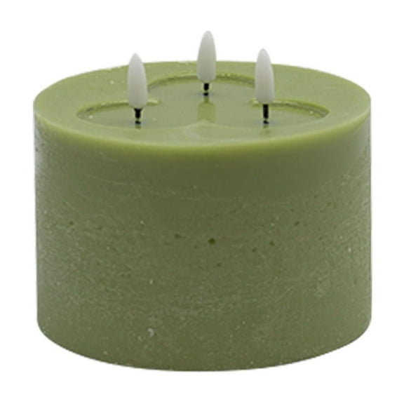 BIDK Home Small 3 Wicked LED Lighted Flameless Candle - 6" - Green