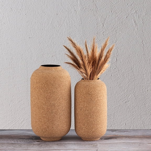BIDK Home Small Cork Wrapped Flower Vase - 10.75" - Beige