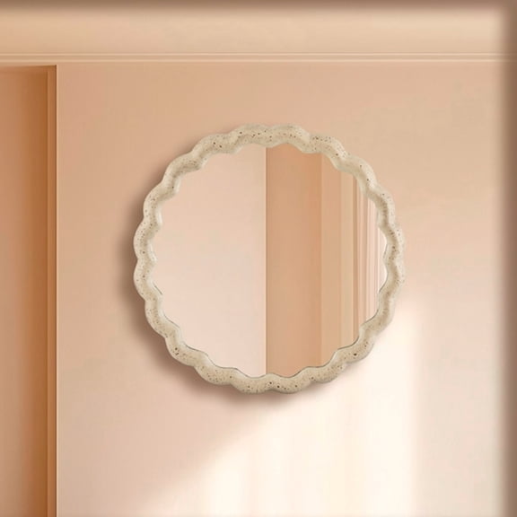 BIDK Home Small Scallop Textured Aluminum Wall Mirror - 19.75" - Antique Brass