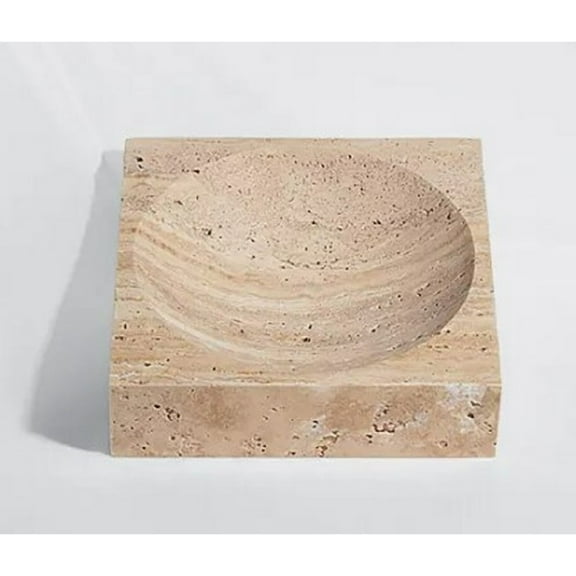 BIDK Home Small Travertine Square Serving Bowl - 4" - Cream