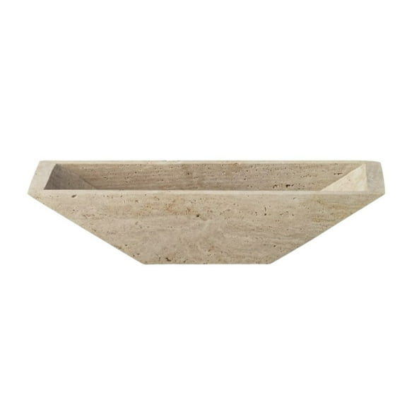 BIDK Home Small Travertine Tapered Serving Tray - 10" - Cream