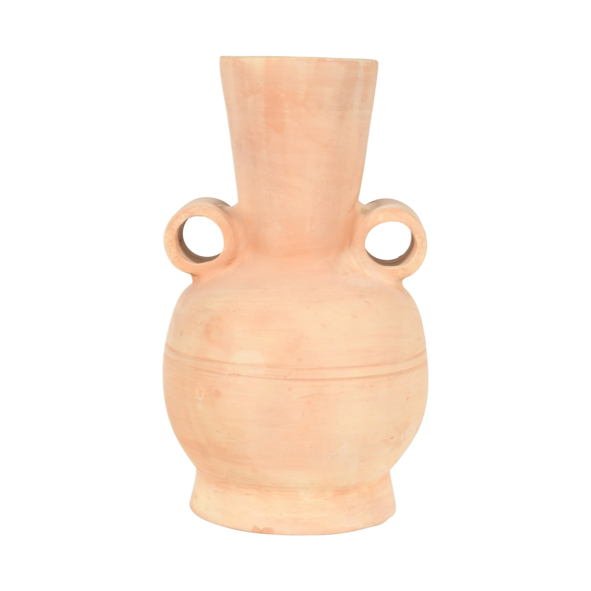 Terracotta Long Neck Table Vase with Round Handles - 11.5" - Light Brown