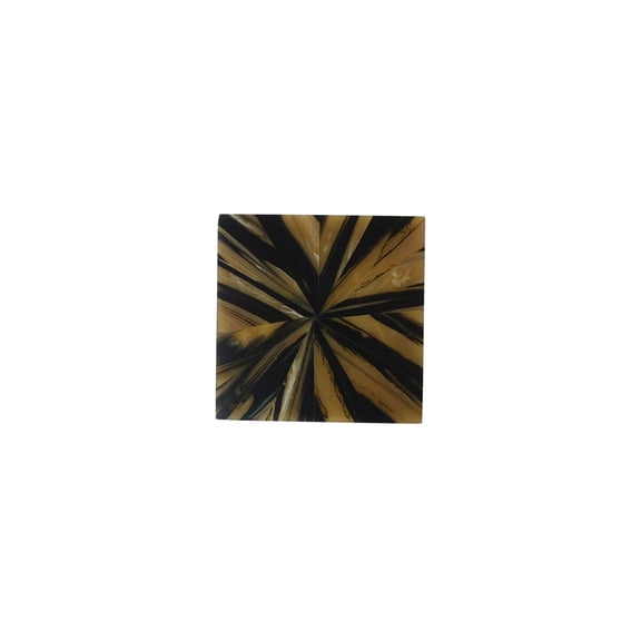 BIDK Home Square Horn Inlay Coasters - 4" - Black and Mustard Yellow - Set of 4