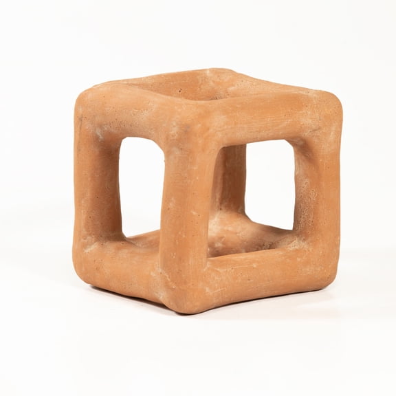 BIDK Home Terracotta Cube Tabletop Decoration - 18" - Brown