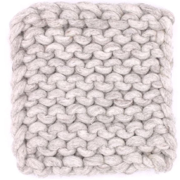 BIDK Home Square Wool Chain Knitted Trivet - 8" - Light Gray
