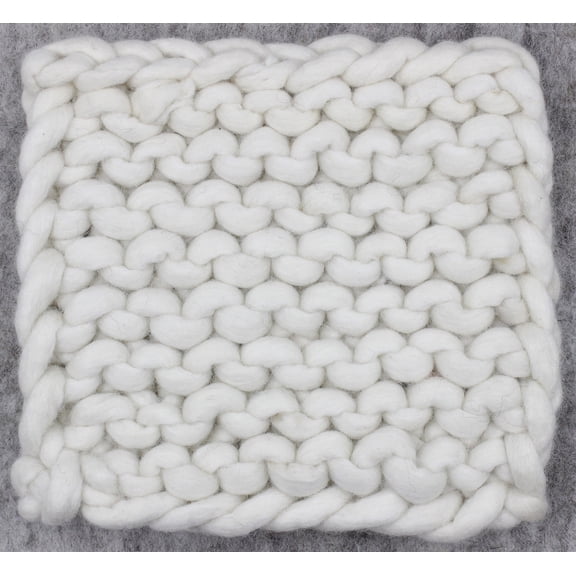 BIDK Home Square Wool Chain Knitted Trivet - 8" - White