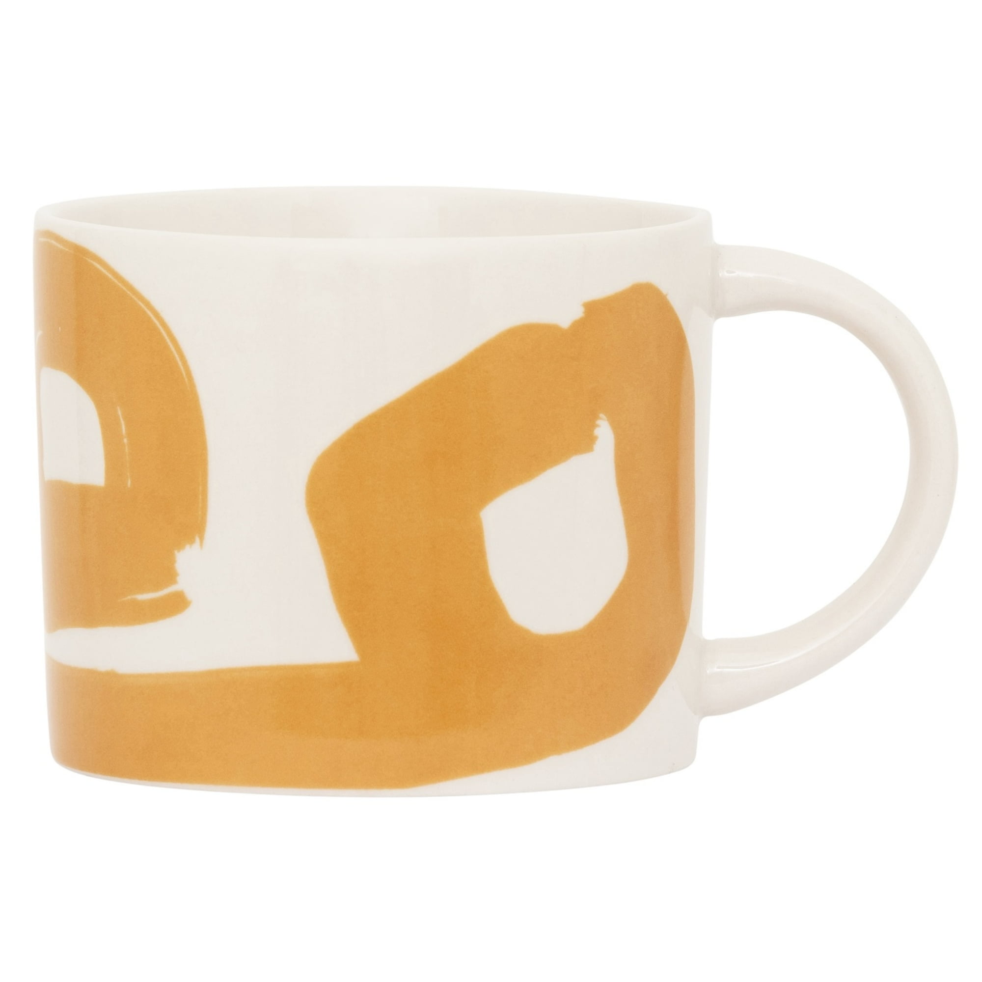 White and Orange Ceramic Coffee Mug with Handle, 5.5"