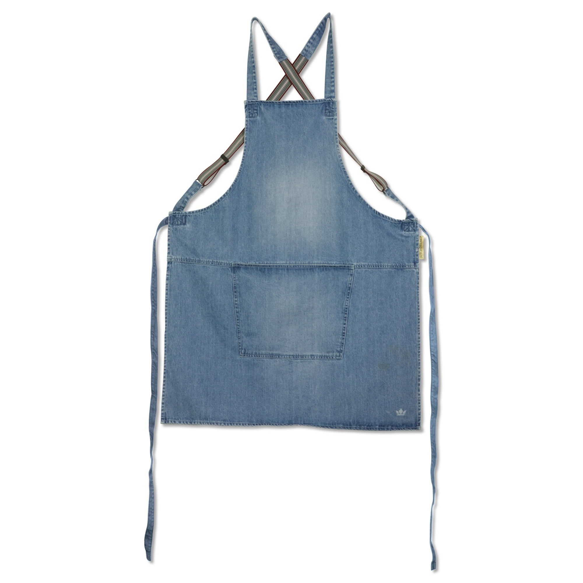 Blue Cotton Suspender-Style Unisex Kitchen Apron