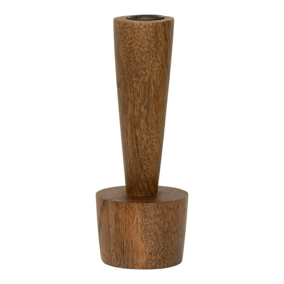 BIDK Home Tapered Tall Conical Wooden Candle Holder - 7.75"