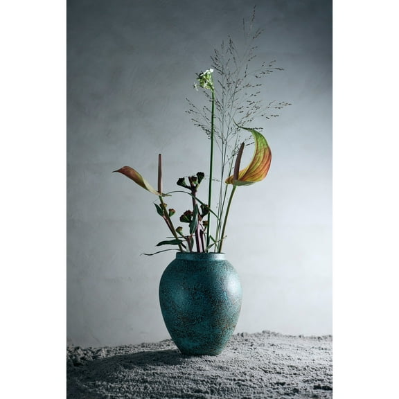 BIDK Home Terracotta Standing Jar Vase - 11" - Turquoise Blue