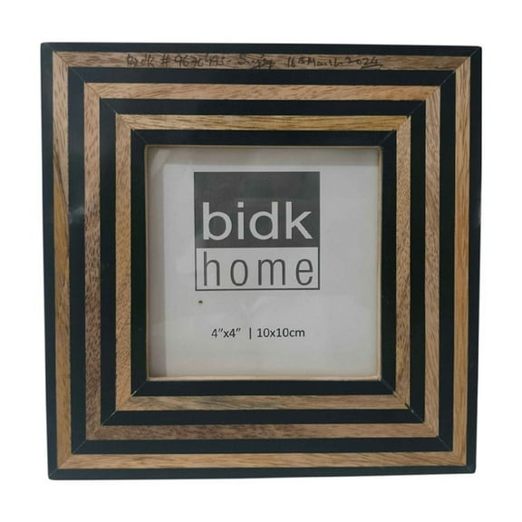 BIDK Home Tiles Square Picture Frame - for 4" x 4" Photo - Black and Brown
