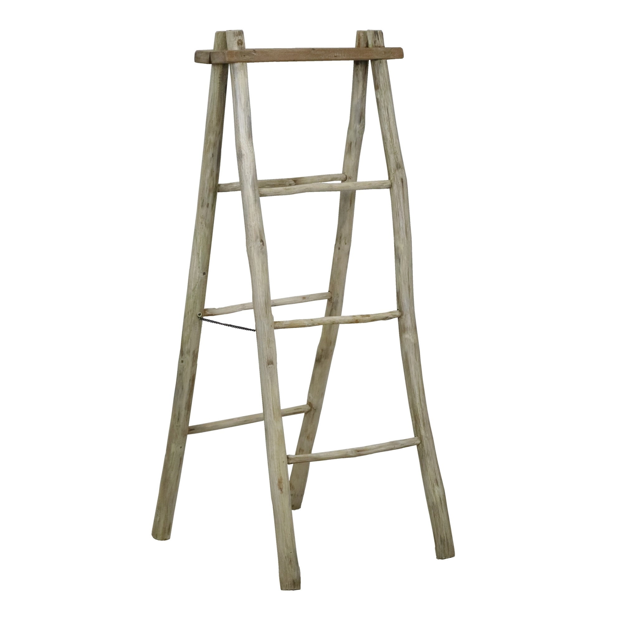 Natural Teak Wood Rustic Brown Towel Ladder Shelf