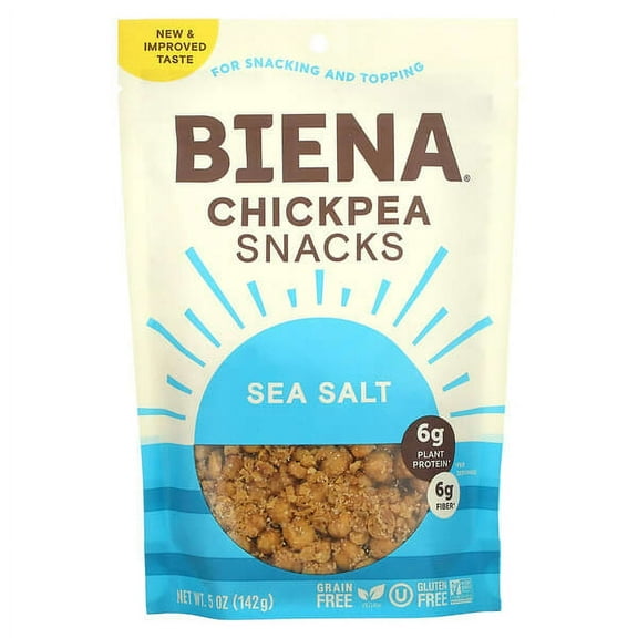 BIENA, Chickpea Snacks, Sea Salt, 5 oz Pack of 2