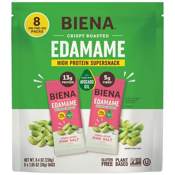Biena Edamame Multipack Himalayan Pink Salt 8 Count Puffed Snacks