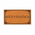 thumbnail image 1 of BIENVENIDOS, Decorative Scroll Border Doormat - Brown Coir PVC Outdoor Doormat (24x72 inches), 1 of 5