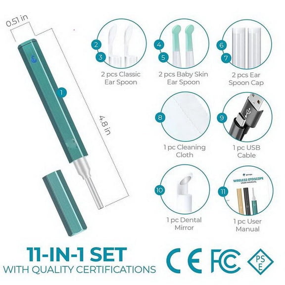 BIERDORF Smart HD Wireless Otoscope C2 PRO Visual Ear Pick Wax Remover USB35