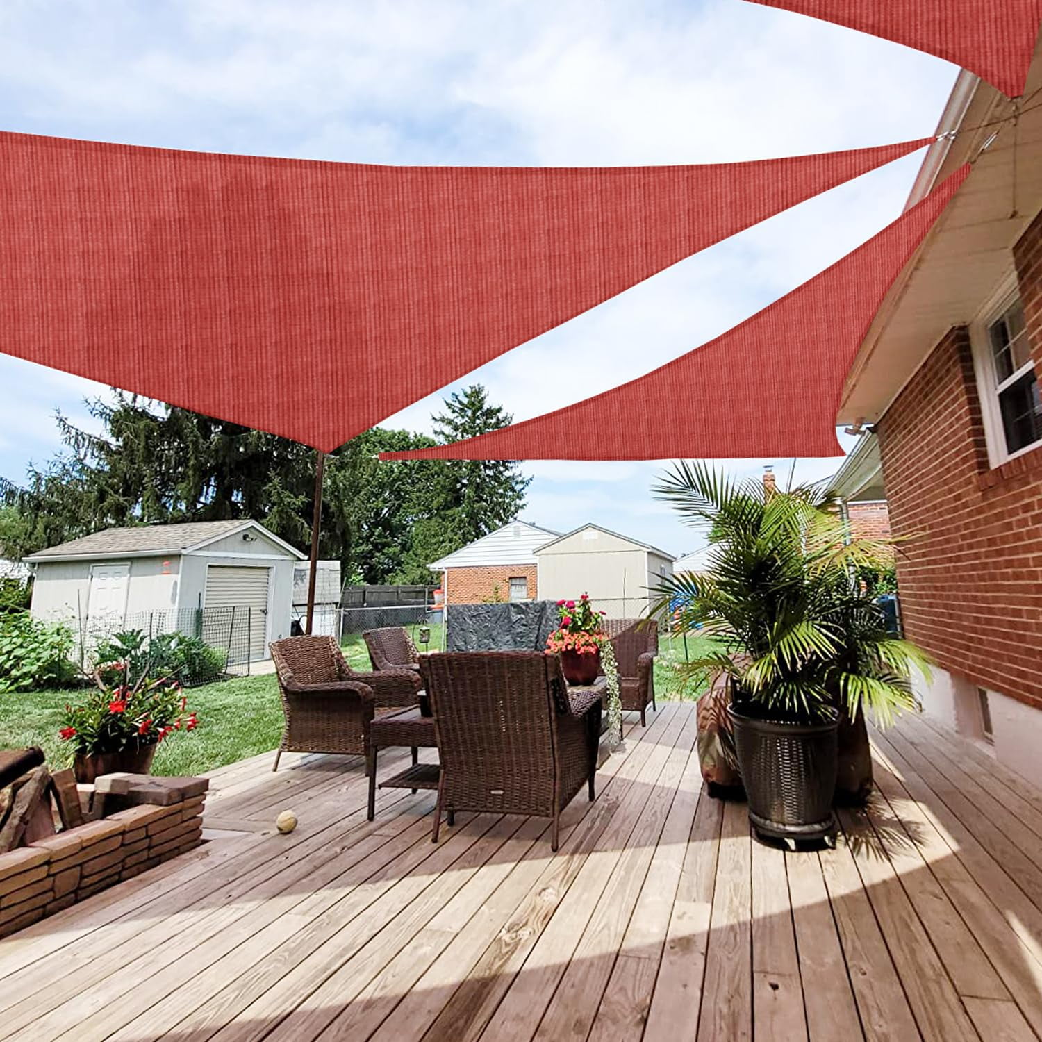 BIEXU Paradise 26' x 26' x 26' Sun Shade Sail Triangle Canopy ...