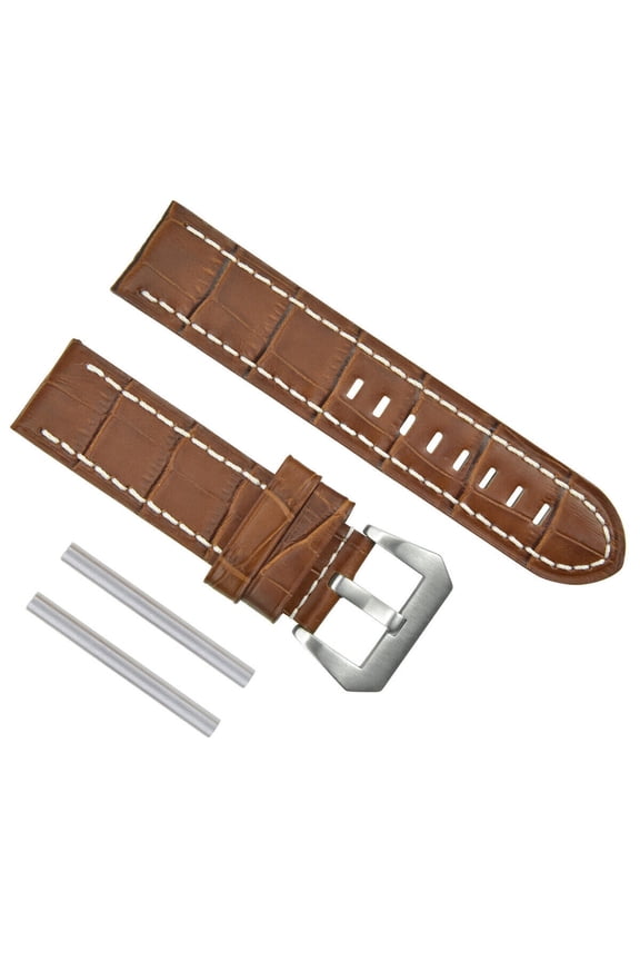 BIG 24MM LEATHER WATCH BAND STRAP FOR BREITLING COLT L BROWN WS BRUSH BUCKLE