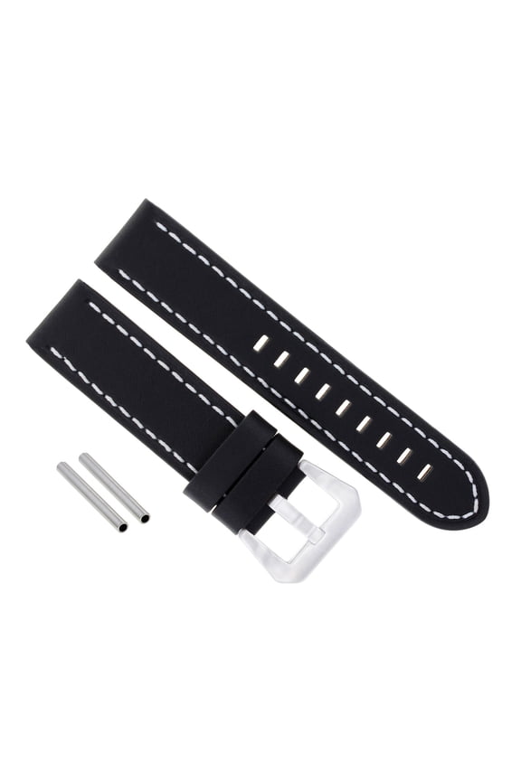 BIG 24MM LEATHER WATCH BAND STRAP FOR BREITLING NAVITIMER BLACK WS SHINY BUCKLE