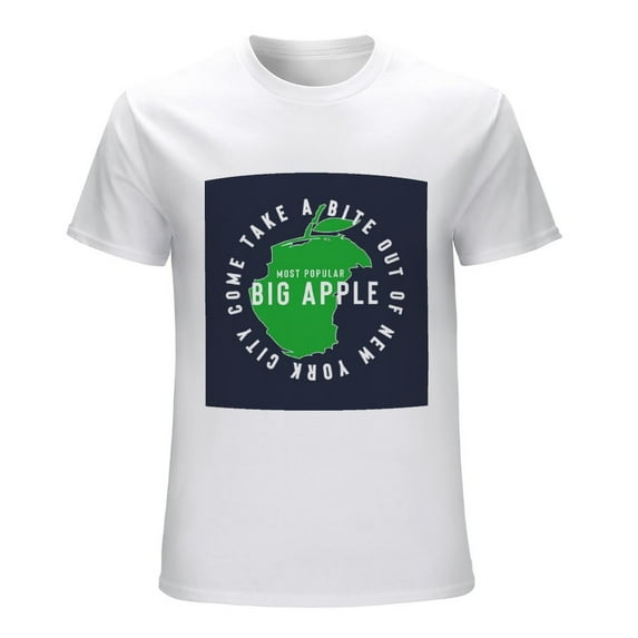 BIG APPLE Vintage T-shirt Mens Cotton Classic Crewneck Short Sleeve Tees Unisex White XS