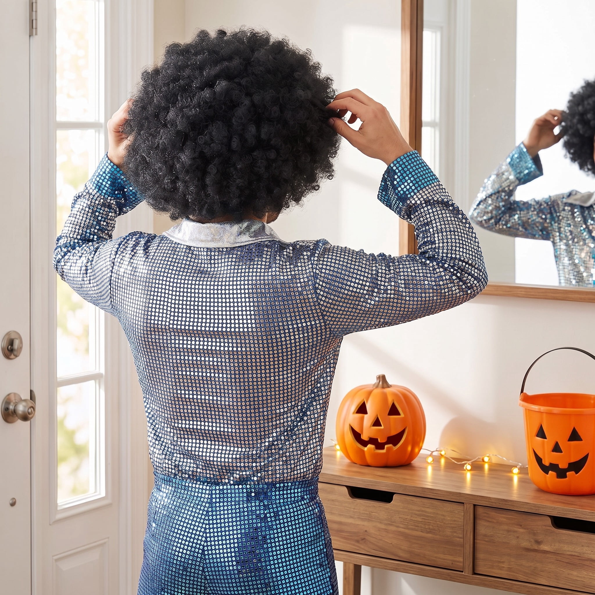 Big Curly Wig Costume Accessory for Adults, Black, Halloween by Way To Celebrate