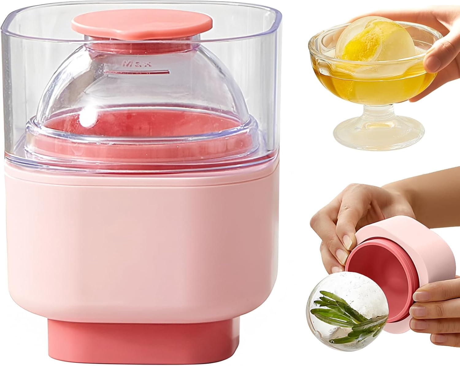 BIG Cavity Silicone CRYSTAL CLEAR Ice Ball Maker with Funnel – 2.6 ...