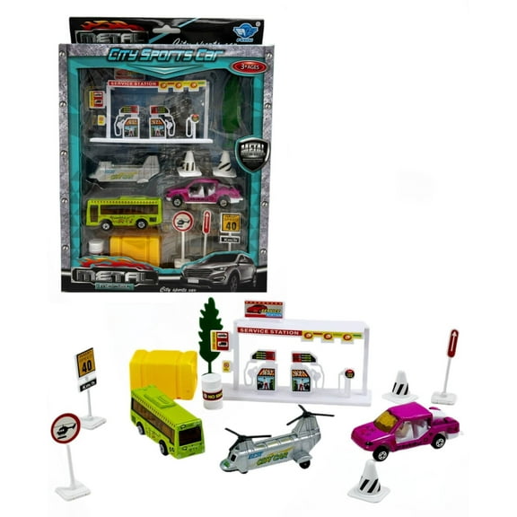 BIG DADDY 10 Piece Mini City Employee Trucks and Cars Accessories Playset