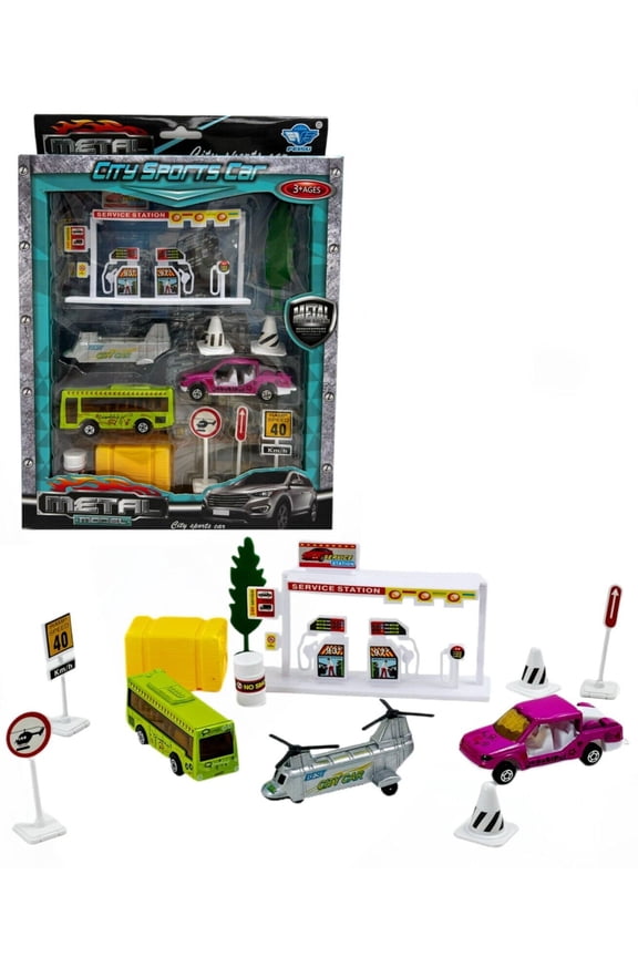 10 Piece Mini City Employee Trucks and Cars Accessories Playset