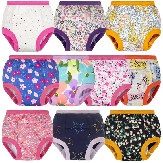 BIG ELEPHANT 10-pack Baby Potty Training Underwear, Soft 100% Cotton Absorbent Training Pants for Boys & Girls, Ages 12M-10Y