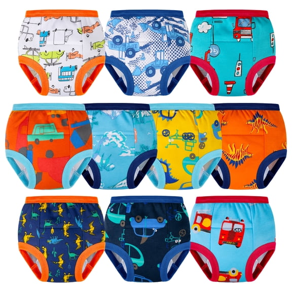 BIG ELEPHANT 10-Pack Cotton Potty Training Underwear for Toddlers – Soft & Breathable, Absorbs Small Daytime Leaks, Helps Kids Recognize Wetness, Reusable & Machine Washable