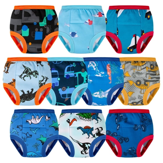 BIG ELEPHANT 10-Pack Cotton Potty Training Underwear for Toddlers – Soft & Breathable, Absorbs Small Daytime Leaks, Helps Kids Recognize Wetness, Reusable & Machine Washable