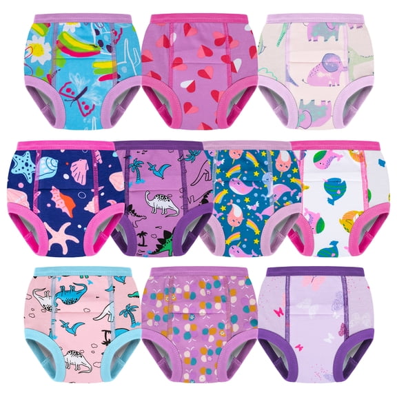 BIG ELEPHANT 10-Pack Potty Training Underwear, Toddler Training Pants for Girls, Size 5T